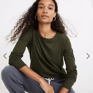 NWT Madewell Whisper Rib-Crewneck Long-Sleeve Tee Shirt
